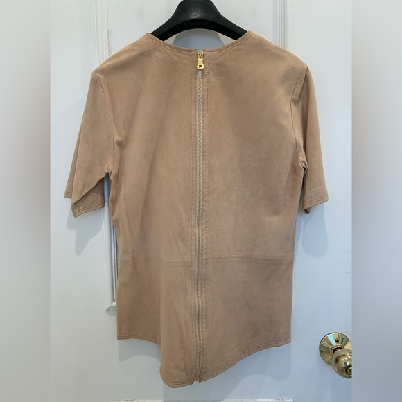 Balmain Pale Pink Suede Leather Top Size FR 38 - Picture 2 of 12